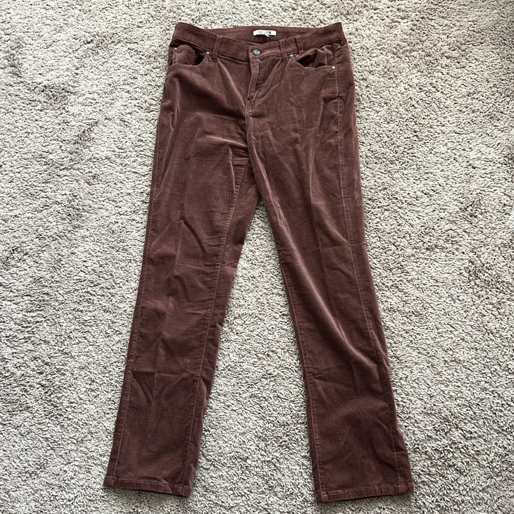 NIC+ZOE Pink Burgundy Velour Pants